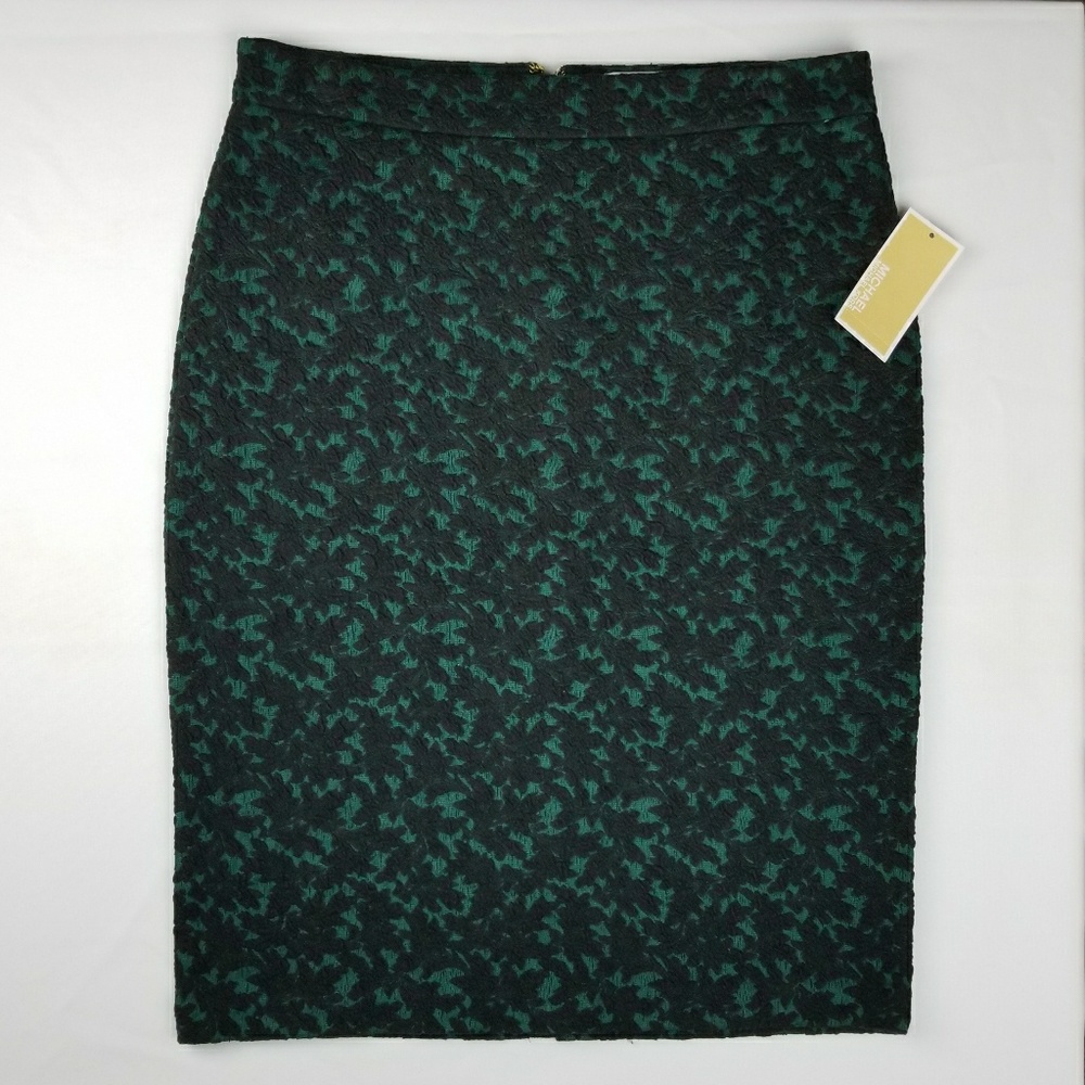 NWT Michael Kors Pencil Skirt Black/Green Lace